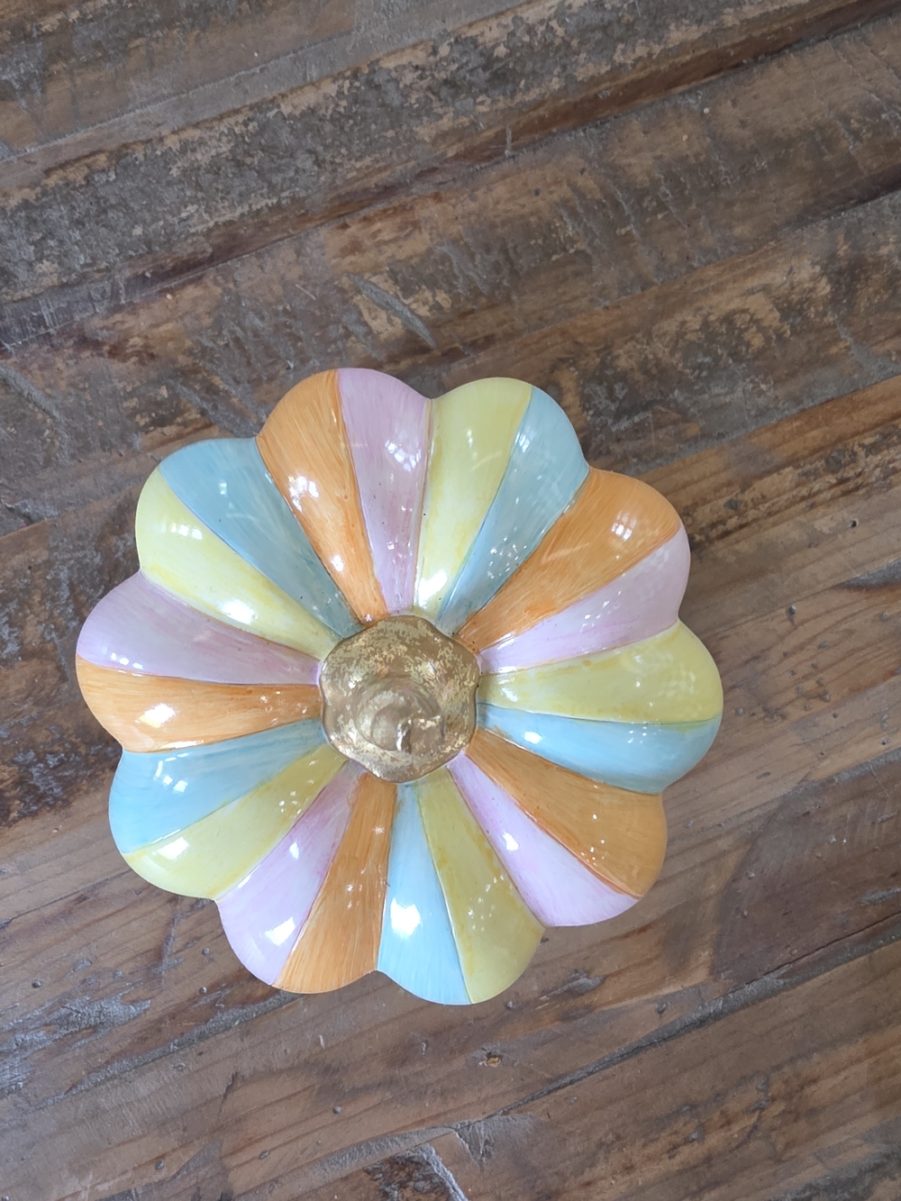 MacKenzie-Childs Cotton Candy Mini Stripe Check Pumpkin - Picture 3 of 3